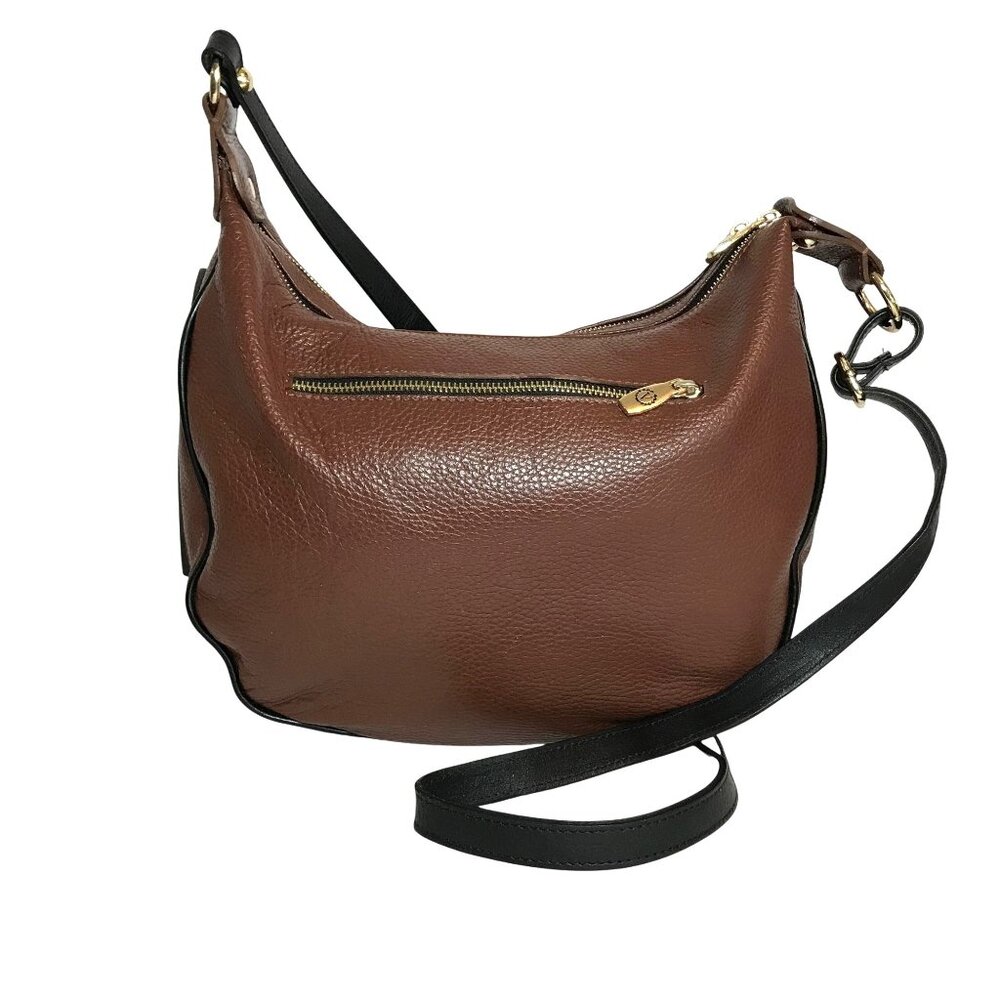 Valentina Crossbody HoBo Bag Brown Leather Womens 12"x10"